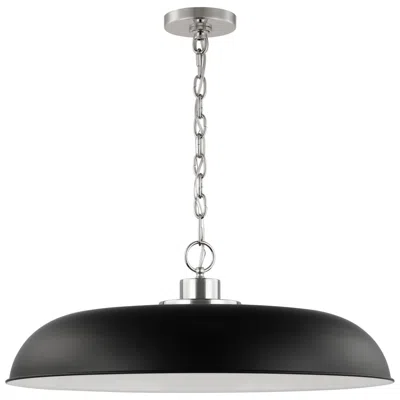 Nuvo Lighting Colony; 1 Light; Large Pendant; Matte Black With Polished Nickel