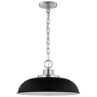 Nuvo Lighting Colony; 1 Light; Small Pendant; Matte Black With Polished Nickel