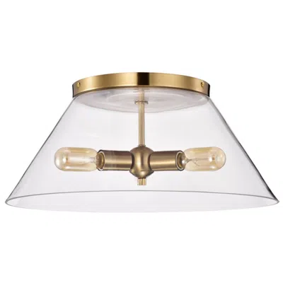Nuvo Lighting Dover; 3 Light; Large Flush Mount; Vintage Brass With Clear Glass