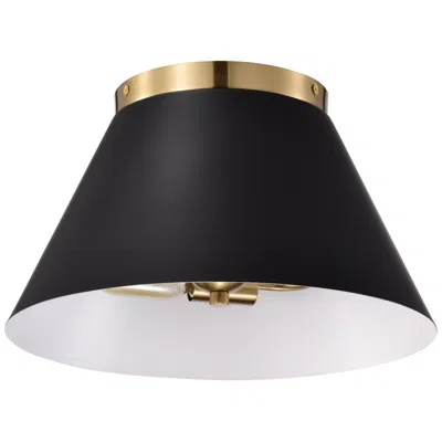 Nuvo Lighting Dover; 3 Light; Small Flush Mount; Black With Vintage Brass