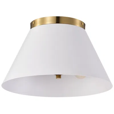 Nuvo Lighting Dover; 3 Light; Small Flush Mount; White With Vintage Brass
