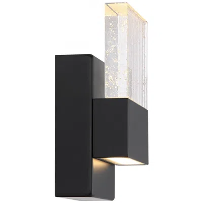 Nuvo Lighting Ellusion; Led Small Wall Sconce; 15w; Matte Black Finish With Seeded Glass