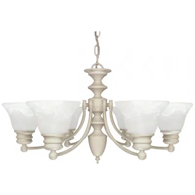 Nuvo Lighting Empire; 6 Light; 26 In.; Chandelier With Alabaster Glass Bell Shades
