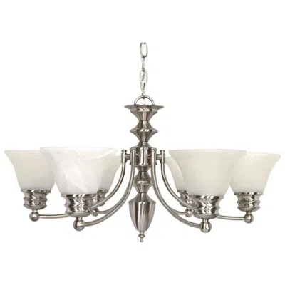 Nuvo Lighting Empire; 6 Light; 26 In.; Chandelier With Alabaster Glass Bell Shades