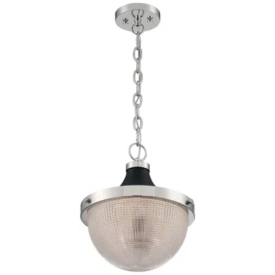 Nuvo Lighting Faro; 1 Light; Large Pendant; Polished Nickel Finish With Black Accents