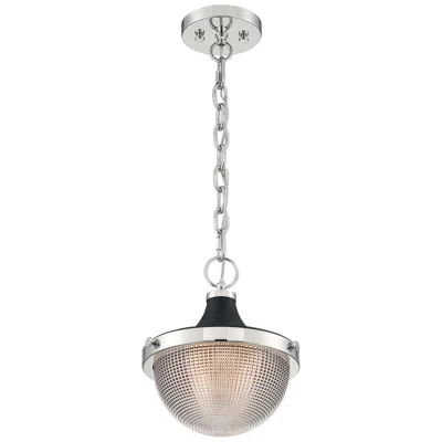 Nuvo Lighting Faro; 1 Light; Small Pendant; Polished Nickel Finish W/ Black Accents