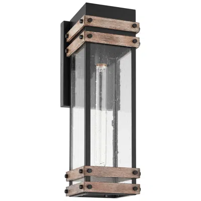 Nuvo Lighting Homestead 18 3/4"h Matte Black And Wood Outdoor Wall Light