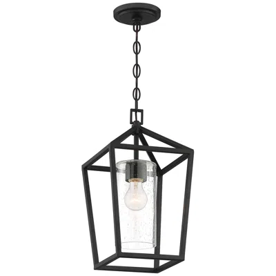 Nuvo Lighting Hopewell; 1 Light; Hanging Lantern; Matte Black Finish W Clear Seeded Glass