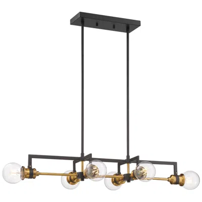 Nuvo Lighting Intention; 6 Light; Island Pendant Fixture; Warm Brass And Black Finish