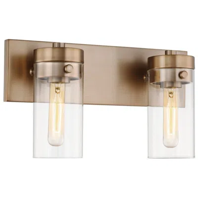 Nuvo Lighting Intersection; 2 Light; Vanity; Burnished Brass With Clear Glass