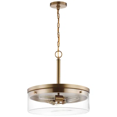 Nuvo Lighting Intersection; 3 Light; Pendant; Burnished Brass With Clear Glass