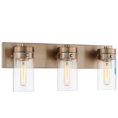Nuvo Lighting Intersection; 3 Light; Vanity; Burnished Brass With Clear Glass
