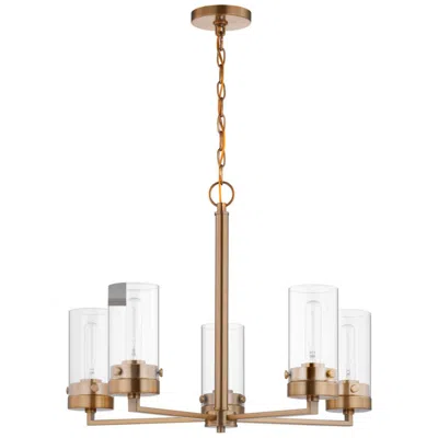 Nuvo Lighting Intersection; 5 Light; Chandelier; Burnished Brass With Clear Glass