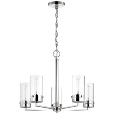 Nuvo Lighting Intersection; 5 Light; Chandelier; Polished Nickel With Clear Glass