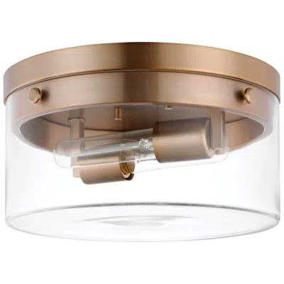 Nuvo Lighting Intersection; Medium Flush Mount Fixture; Burnished Brass With Clear Glass