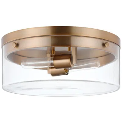 Nuvo Lighting Intersection; Small Flush Mount Fixture; Burnished Brass With Clear Glass