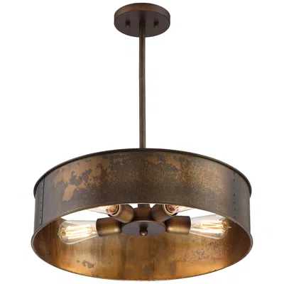 Nuvo Lighting Kettle 20" Wide 4-light Weathered Brass Drum Pendant