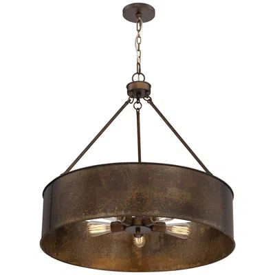 Nuvo Lighting Kettle 30" 5-light Weathered Brass Rustic Drum Pendant