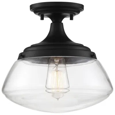 Nuvo Lighting Kew; 1 Light; Semi-flush Fixture; Aged Bronze Finish With Clear Glass