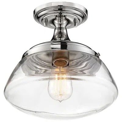 Nuvo Lighting Kew; 1 Light; Semi-flush Fixture; Polished Nickel Finish With Clear Glass
