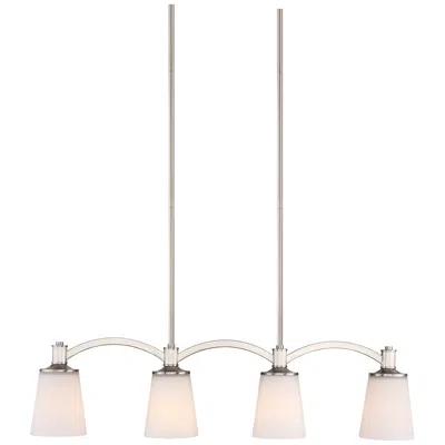 Nuvo Lighting Laguna 4 Light; Island Pendant; Brushed Nickel With White Glass