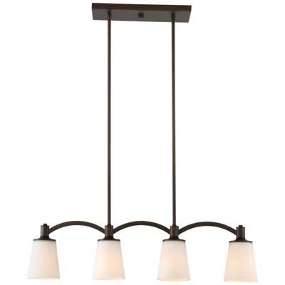 Nuvo Lighting Laguna; 4 Light; Island Pendant; Forest Bronze With White Glass