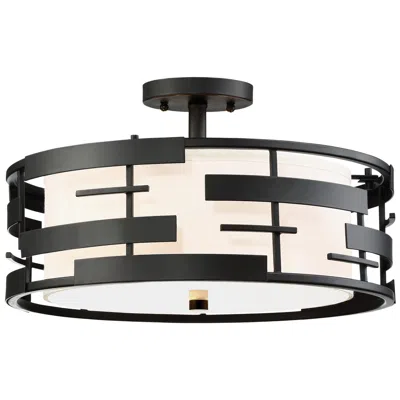 Nuvo Lighting Lansing 16" Wide Texture Black Drum Ceiling Light