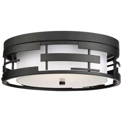 Nuvo Lighting Lansing; 3 Light; Flush With White Fabric Shade And Opal Diffuser