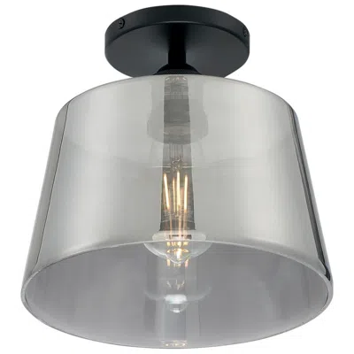 Nuvo Lighting Motif; 1 Light; 10 In.; Semi-flush Black With Smoked Glass