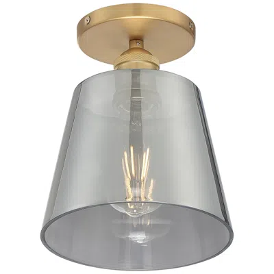 Nuvo Lighting Motif; 1 Light; 7 In.; Semi-flush Brushed Brass With Smoked Glass