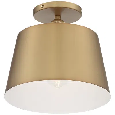 Nuvo Lighting Motif 10" Wide Brushed Brass And White Ceiling Light
