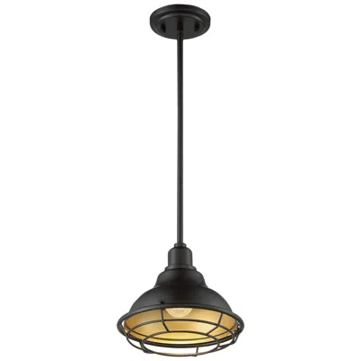 Nuvo Lighting Newbridge; 1 Light; Small Pendant; Dark Bronze Finish W/ Gold Accents