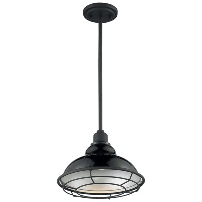 Nuvo Lighting Newbridge 12" Wide Gloss Black And Silver Mini Pendant