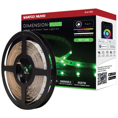 Nuvo Lighting Nuvo Dimension Plus 16 Ft Indoor Led Smart Tape Light Strip - Plug Connect