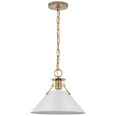 Nuvo Lighting Outpost 13" Wide Matte White Burnished Brass Pendant Light