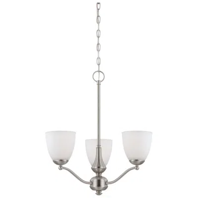 Nuvo Lighting Patton; 3 Light; Chandelier (arms Up) With Frosted Glass
