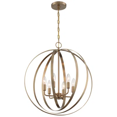 Nuvo Lighting Pendleton 22" Wide Burnished Brass 6-light Pendant