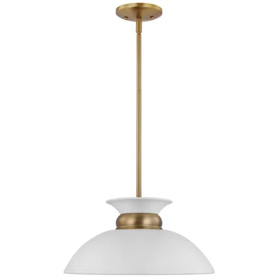Nuvo Lighting Perkins 15"w Matte White And Burnished Brass Pendant Light