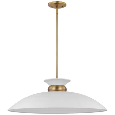 Nuvo Lighting Perkins 24"w Matte White And Burnished Brass Pendant Light