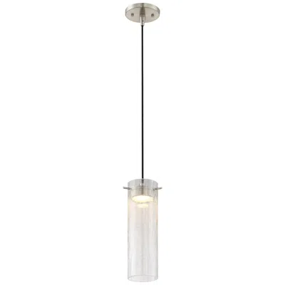 Nuvo Lighting Pulse; Led Mini Pendant With Clear Crackle Glass; Brushed Nickel Finish
