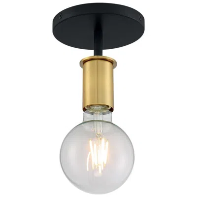 Nuvo Lighting Ryder; 1 Light; Semi Flush Fixture; Black Finish With Brushed Brass Sockets