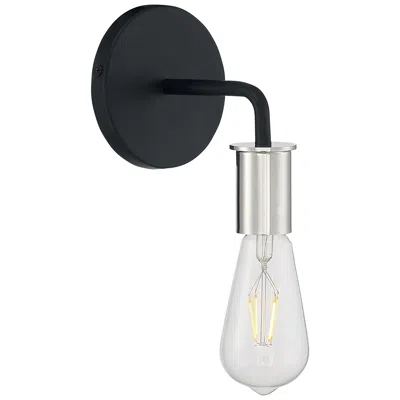 Nuvo Lighting Ryder; 1 Light; Wall Sconce; Black Finish With Polished Nickel Sockets
