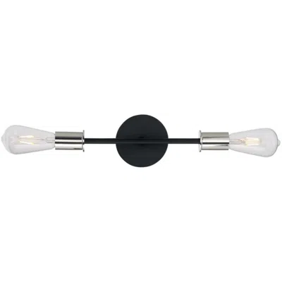 Nuvo Lighting Ryder; 2 Light; Vanity Fixture; Black Finish With Polished Nickel Sockets