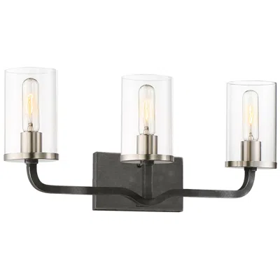 Nuvo Lighting Sherwood; 3 Light; Vanity; 24 In.; Iron Black With Brushed Nickel Accents