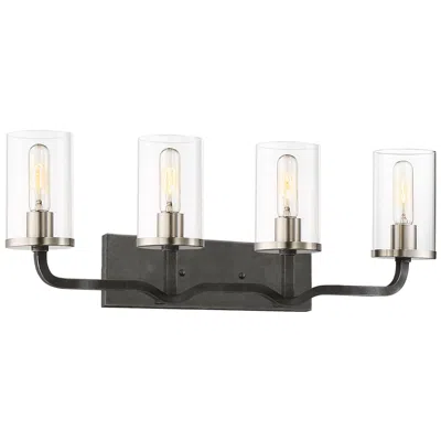 Nuvo Lighting Sherwood; 4 Light; Vanity; 32 In.; Iron Black With Brushed Nickel Accents