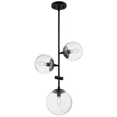 Nuvo Lighting Sky; 3 Light; Pendant Fixture; Matte Black Finish; Clear Glass