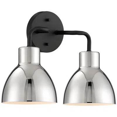Nuvo Lighting Sloan; 2 Light; Vanity; Matte Black Finish With Polished Nickel Shade