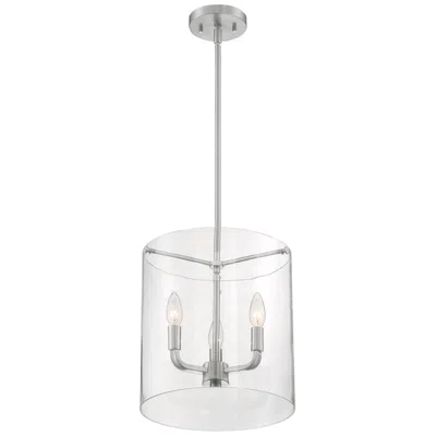 Nuvo Lighting Sommerset; 3 Light; Pendant Fixture; Brushed Nickel Finish With Clear Glass