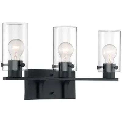 Nuvo Lighting Sommerset; 3 Light; Vanity Fixture; Matte Black Finish With Clear Glass