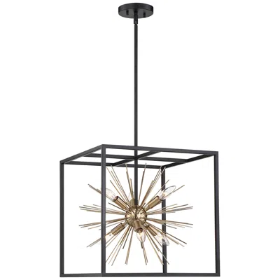 Nuvo Lighting Spirefly; 6 Light; Pendant Fixture; Matte Black And Burnished Brass Finish